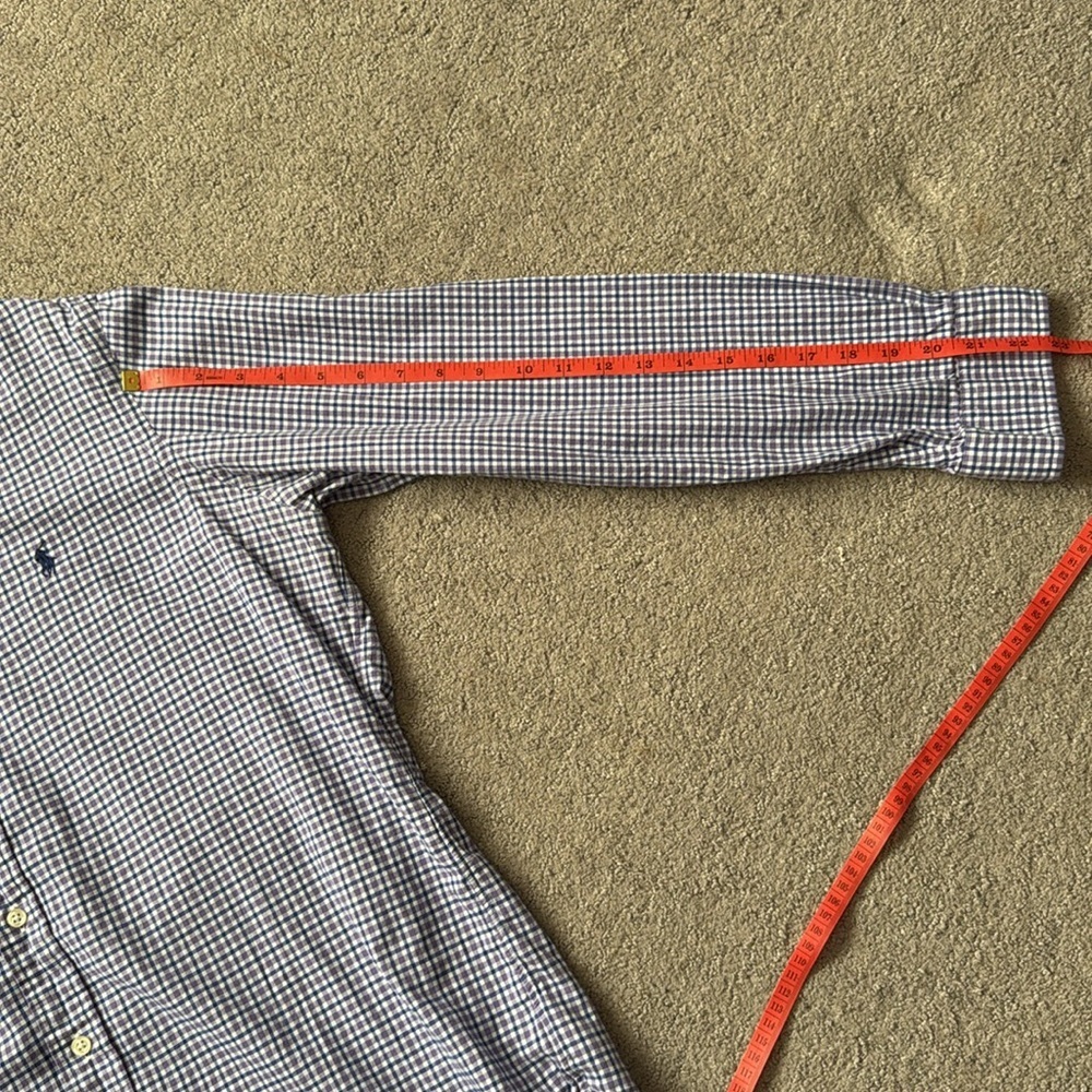 Ralph Lauren Purple Plaid Button Up Mens Med 100% Cotton Professional Work EUC - Picture 14 of 14